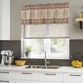 thumbnail image 4 of Brown Geometric Curtain Valances for Windows, Kitchen Valance Window Treatments Panel 2 Pack, Modern Ethnic Southwest Vintage Rod Pocket Short Curtains for Bathroom Bedroom 42 x 18 Inch, 4 of 8