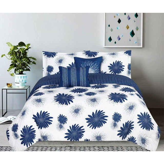 Johnson Home 5-Pieces Polyester Printed Comforter Set 90GSM Cover (240GSM FILL)-100% Polyester