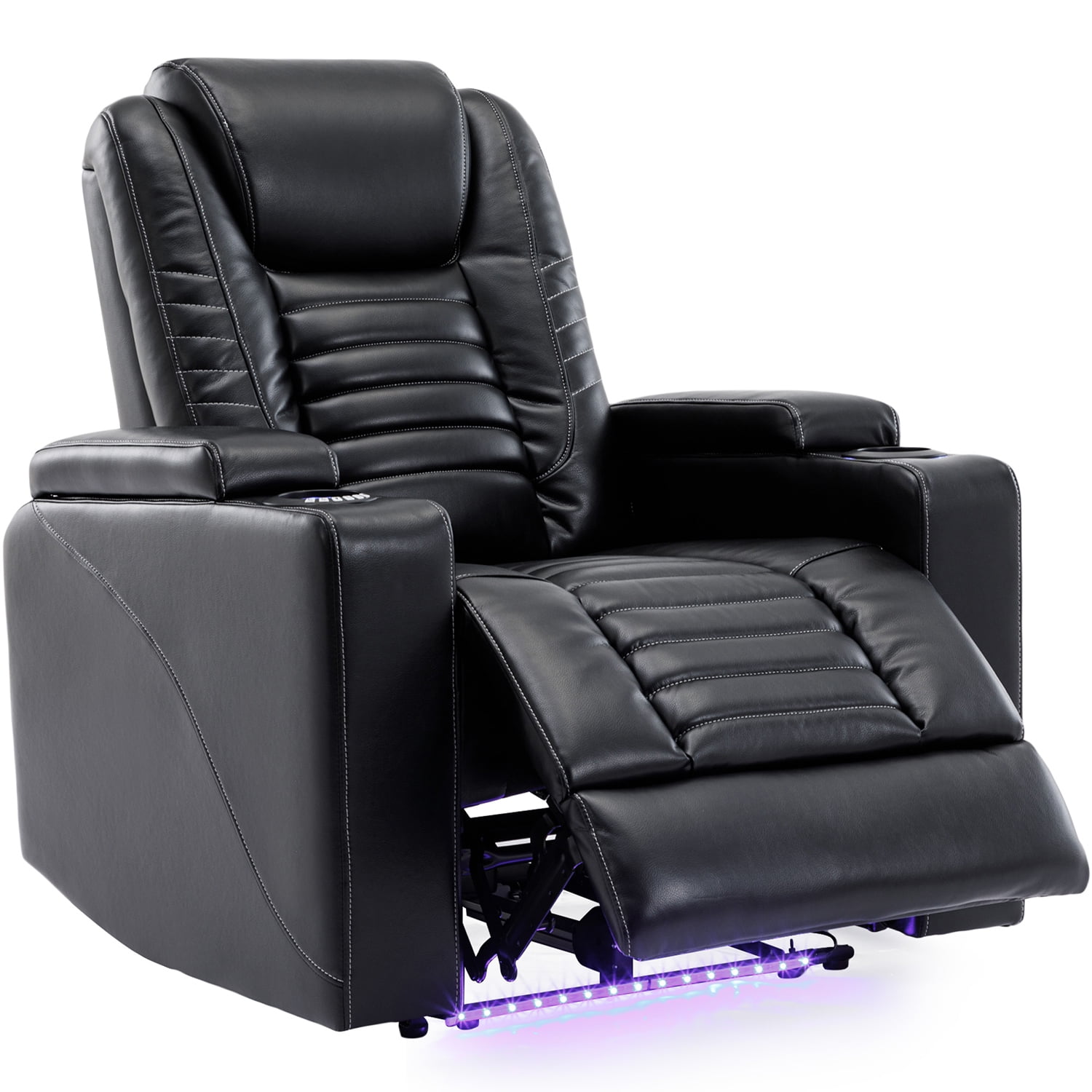 Kadyn Power Motion Recliner, PU Leather Recliner Chair with Adjustable Headrest, Modern Home Theater Seating with Hidden Arm Storage and Cup Holder Design, Black Kadyn Power Motion Recliner, PU Leather Recliner Chair with Adjustable Headrest, Modern Home Theater Seating with Hidden Arm Storage and Cup Holder Design, Black