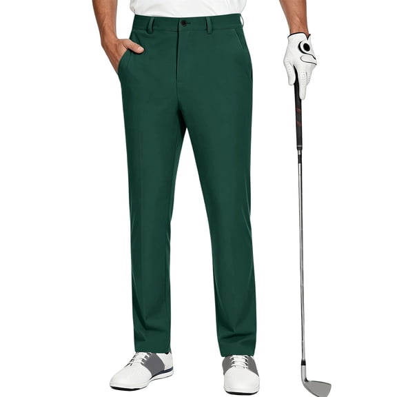 Golf Dress Pants for Men Quick Dry Straight Leg Trousers Slim Fit Casual Work Bottoms Green 2XL