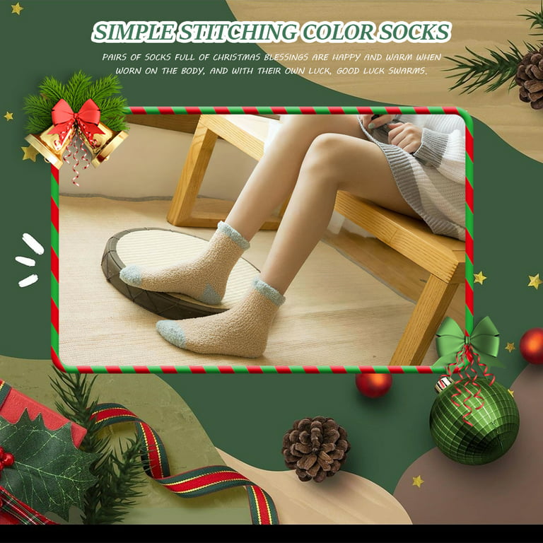 Christmas Fuzzy Socks for Women, Slipper Socks Fluffy Socks Warm Soft  Sleeping Socks for Winter Holiday Indoor Home