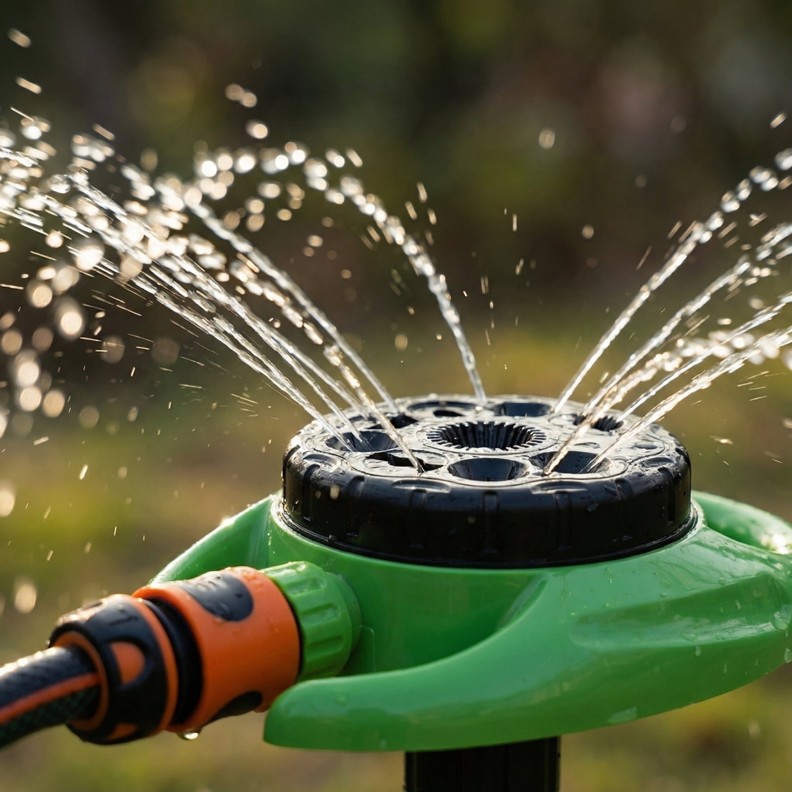 Oscillating Lawn Sprinkler, Water Irrigation System for Garden, 360 Degree, Hose Connection, Landscaping Work, Backyard Irrigation, Black Green, 1 Pc