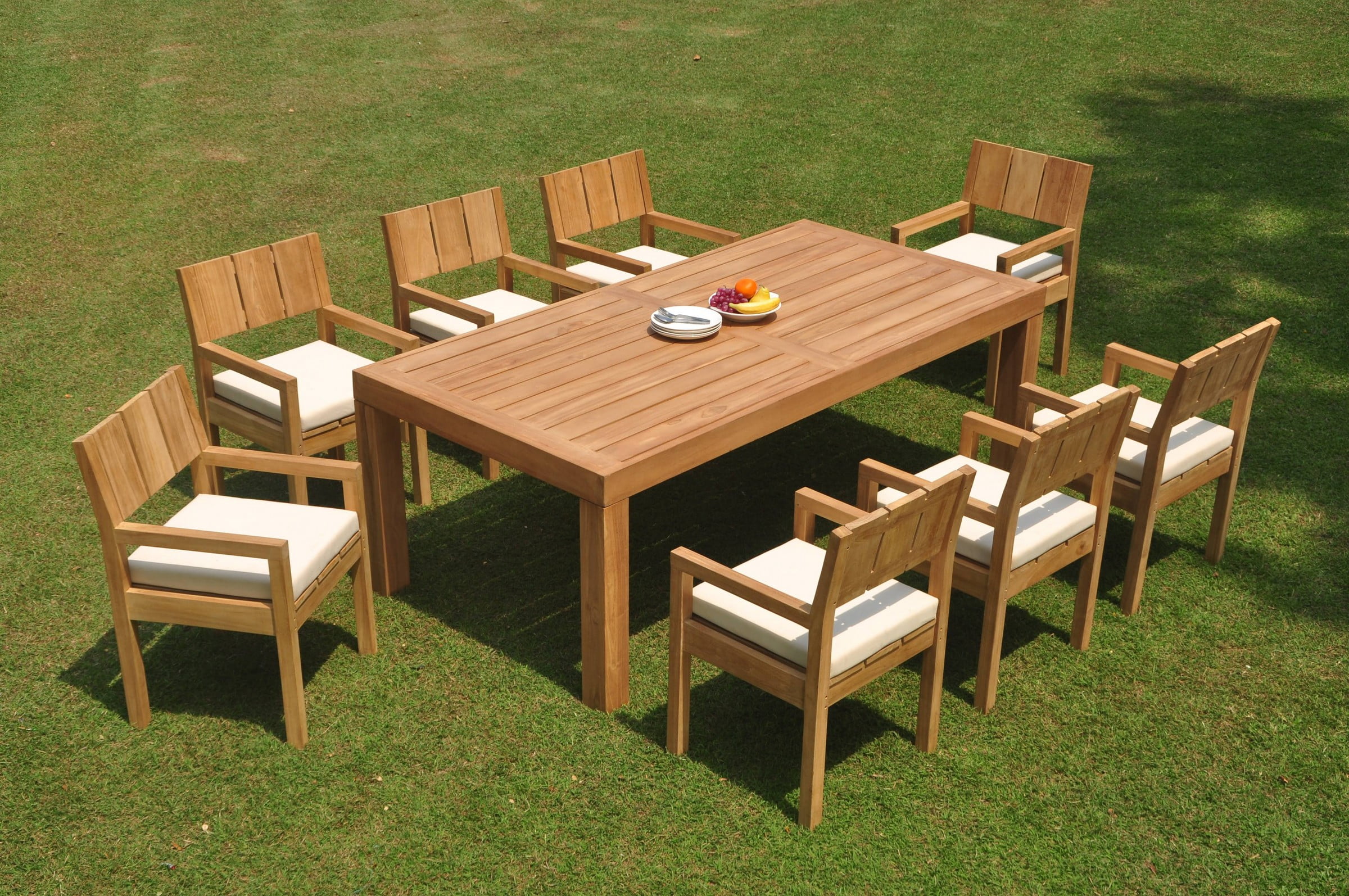 GradeA Teak Dining Set 8 Seater 9 Pc 86" Canberra Rectangle Table