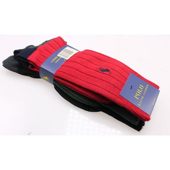 Polo Sport NEW Red Mens Size 10-13 Three-Pair Custom Fit Dress Socks