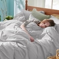 thumbnail image 3 of Juego de edredón Bedsure King Size, gris claro, 7 piezas, 3 of 7