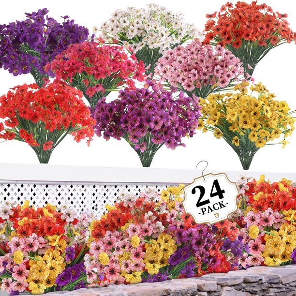24 paquetes de flores artificiales ColoPlay para interiores y exteriores