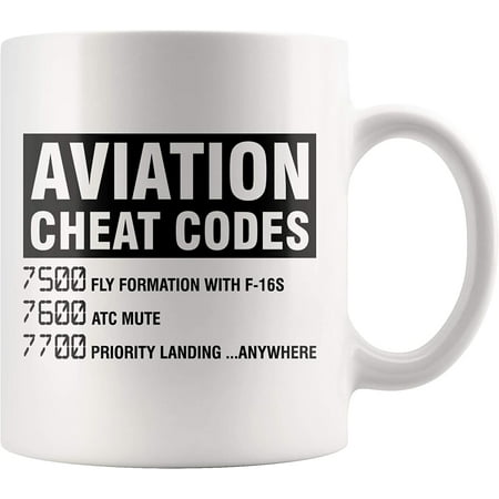 

Aviation Cheat Codes Coffee Mug Funny Pilot Graduation Gifts 11 Oz Ceramic Cup Airplane Aerospace Gift Joke for Student Pilot ATC Premium White Mugs