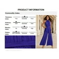 thumbnail image 3 of Women 2024 Summer Halter Neck Sleeveless Pleated High Waist Belted Dressy Wide Leg Pant One Piece Jumpsuits Romper, 3 of 5