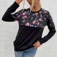 thumbnail image 4 of Awdenio Femmes Col Rond Mince Manches Longues Imprimé Coutures Slim Fit Top Sweatshirt, 4 of 8