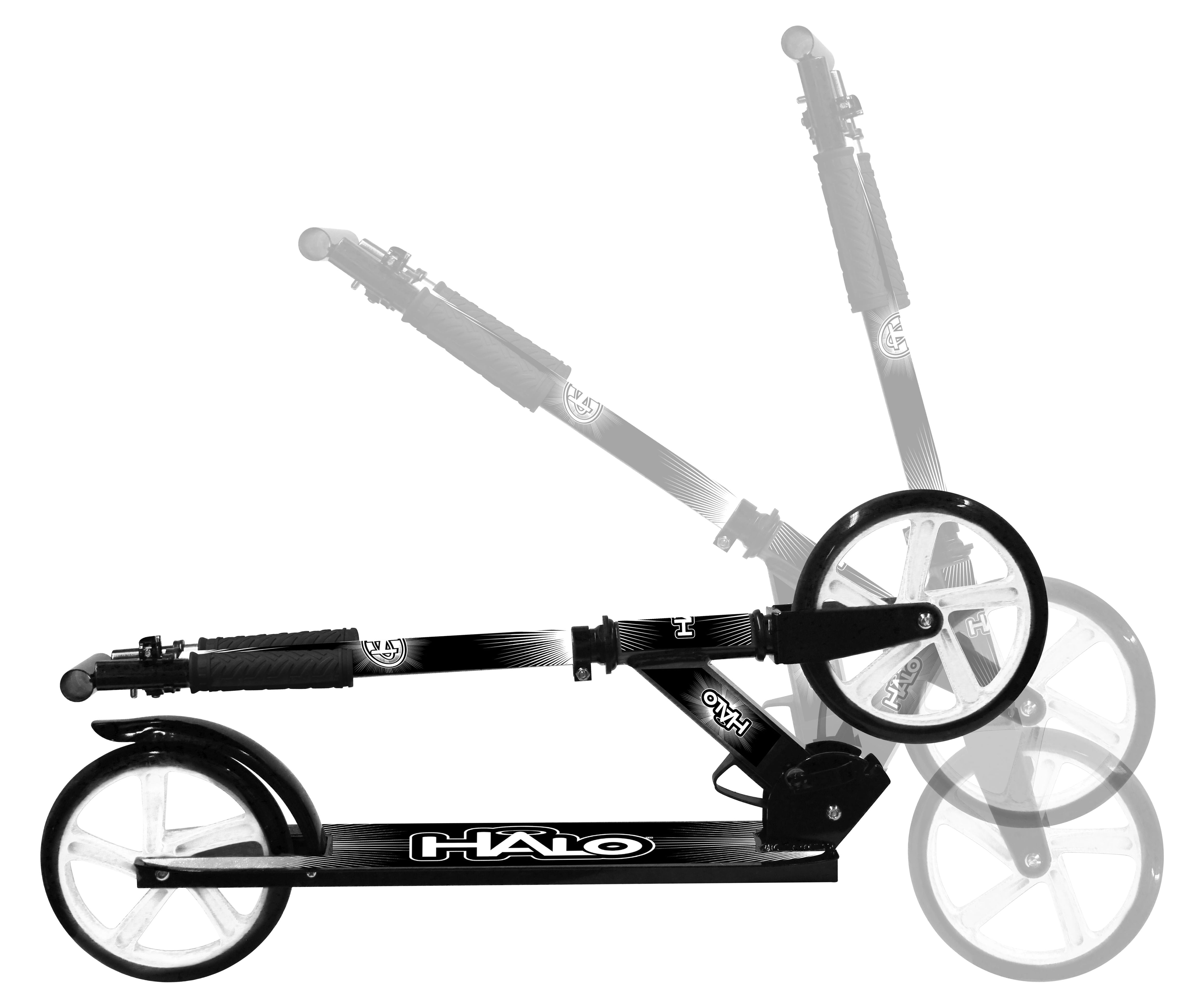 HALO Rise Above Supreme Big Wheel Scooter - Black and White - Designed for Unisex Riders up to 220 lbs