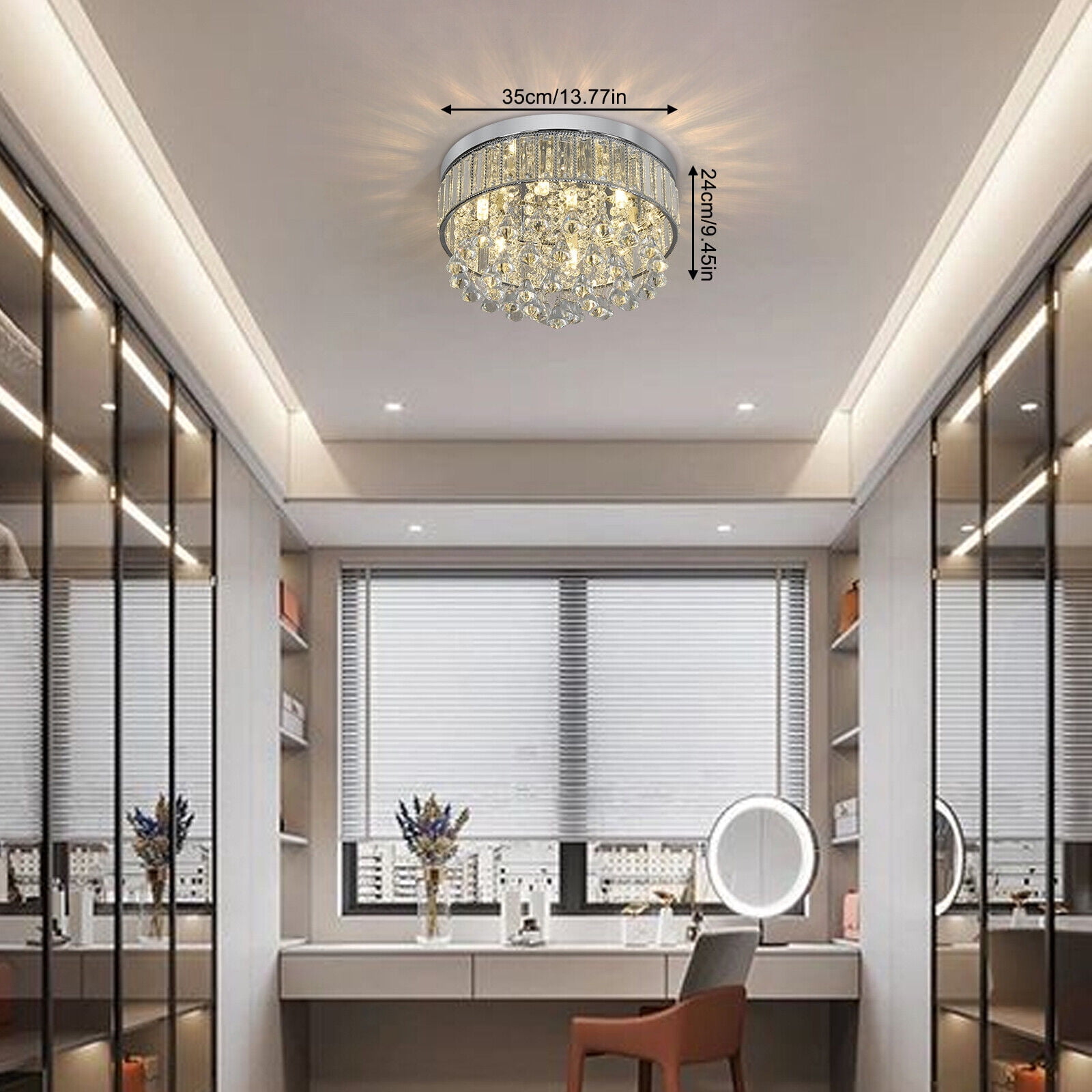 Round Ceiling Light, Modern Ceiling Mounted Lamp 13.77*9.45in for Indoor