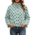thumbnail image 2 of Wovilon Women's Jacket, Polka Dot Stand Collar Button-Down Pockets Drawstring Hem Lightweight Casual Spring Fall Outerwear, 2 of 8