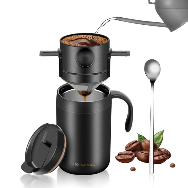OARSE - Cafetera de camping de 16 onzas, juego de cafetera para verter sobre el campamento, kit de c