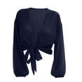 thumbnail image 4 of Women's Swimwear Cover Ups Tops Tie Front Knot Swimsuit Bikini Bathing Suit Long Sleeve Soft Beach Wrap Shirt, 4 of 7