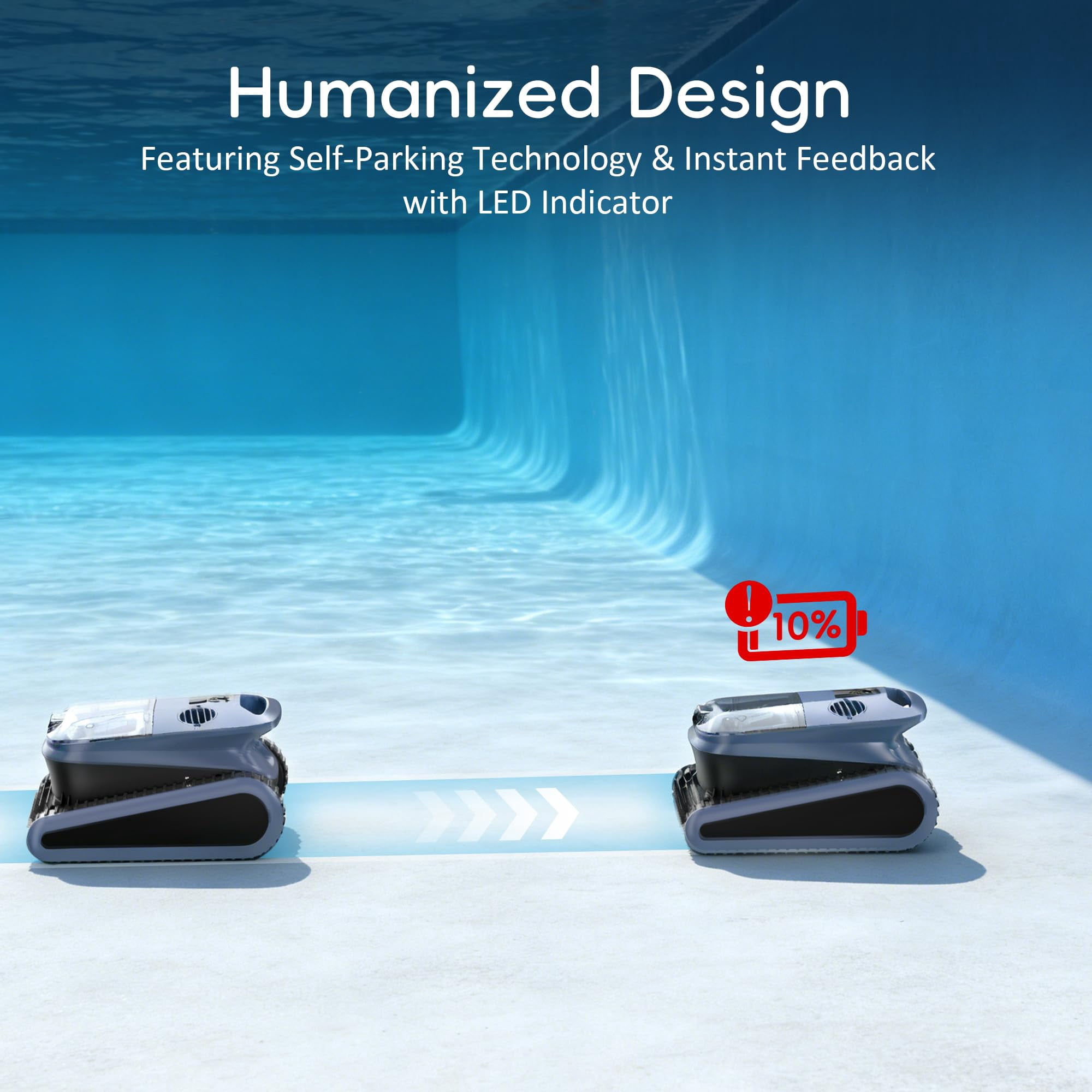 Seauto SAT40 Smart Cordless Pool Cleaner - App-Controlled, 90° Wall Climbing, Waterline & Floor Cleaning, Auto-Dock, Long Battery Life, LED Status, Suitable for In-ground & above-ground pools