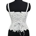 thumbnail image 4 of Aboser Corset Tops for Women Lace Elastic Strap jacquard Shapewear Lace Up Irregular Hem Bustier Top Waist Slimming, 4 of 8
