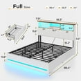 thumbnail image 5 of Full Size Bed Frame with Bookcase Headboard, Wooden Bed Frame Full Size with Charging Station, 4 Storage Drawers and LED Lights, with Type-C and USB, No Box Spring Needed, White, 5 of 7
