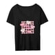 thumbnail image 5 of Camisetas de manga corta para mujer, cuello redondo, ajuste holgado, ropa de calle elegante para viajes Negro, 5 of 8