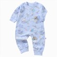 thumbnail image 1 of Splozh Baby Rompers 3 6 9 12 18 Months Baby Long Sleeved Bodysuits Newborn Clothes Underwear Pajamas Rompers Home Clothes,Sky Blue,9-12 Months, 1 of 5