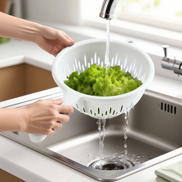 Product Classification Colander For Kitchen Use With Handle – Compact Drain Strainer For Washing Fruits And Vegetables Easy To Store Durable Material Lightweight And Practical