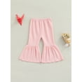 thumbnail image 2 of Gureui Toddler Girls Knitted Ribbed Bell Bottoms Ruffle Flare Skinny Pants Infant Baby Outfit Leggings Trousers, 2 of 8