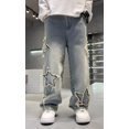 thumbnail image 5 of JAKANYQ Boys' Baggy Jeans Straight Leg Jeans With Pockets Elastic Waist Distressed Ripped Denim Pants With Holes，, 5 of 8