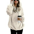 thumbnail image 2 of Fluffy Jacket Women Solid Color Coat Warm Winter Overcoat Button Down Overcoat Windproof Outer Coat Long Sleeve Cardigan, 2 of 7