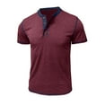 thumbnail image 5 of AHTJRT Men's Classic Short Sleeve Lightweight Button Cotton Henley Casual T-Shirt Top Wine 2XL, 5 of 6