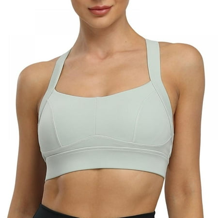 

Spdoo Women Plus Size Sports Bras Yoga Vest Running Fitness Underwear Cotton Green M