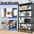thumbnail image 2 of 5-Shelf Storage Shelving Units, Heavy Duty Metal Shelf on Wheels, Organize Your Space Efficiently with Collapsible Shelving, Perfect for Kitchen and Closet Storage, Black, 2 of 7