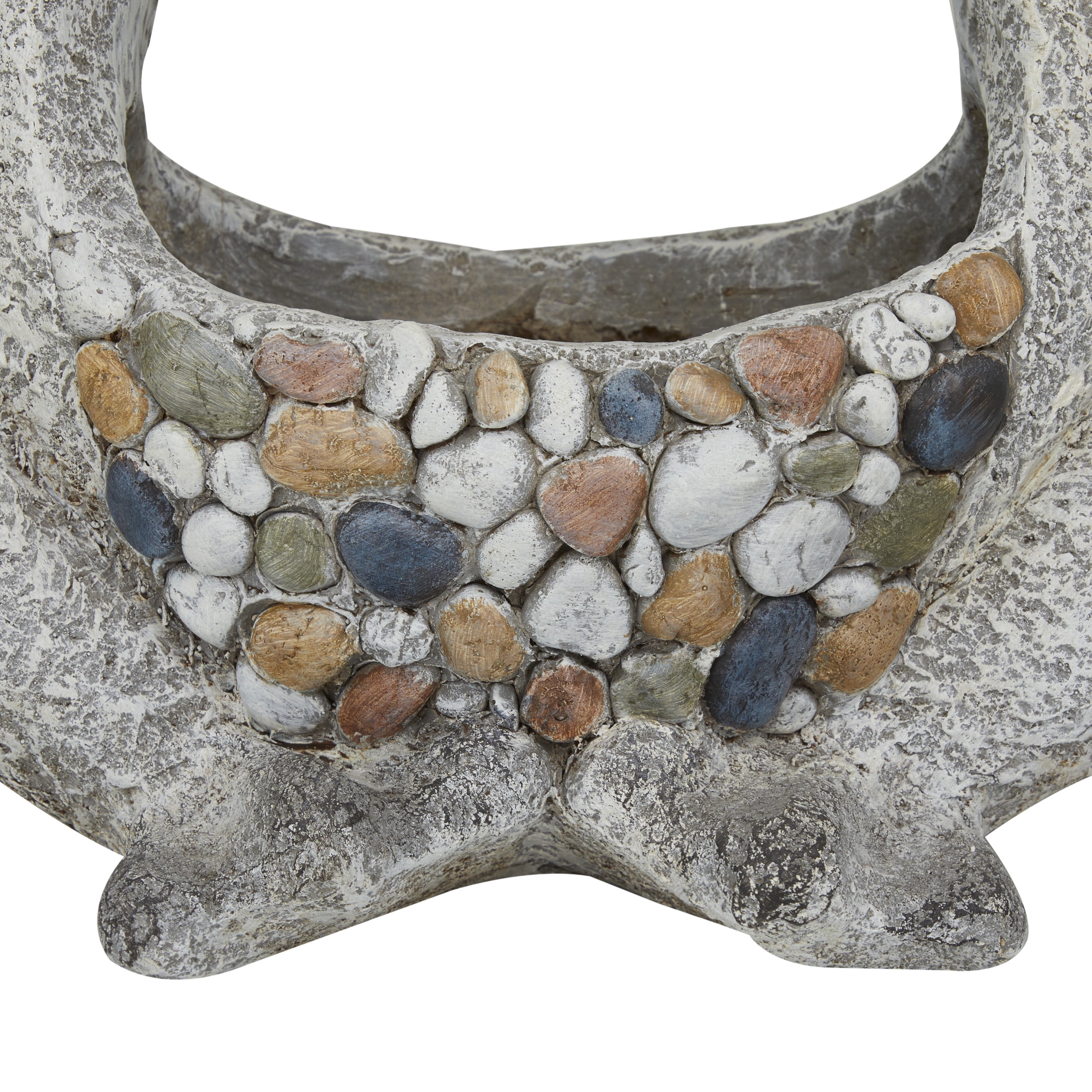 DecMode 17" x 20" Indoor Outdoor Gray Fiberglass Frog Planter with Stone Mosaic Design
