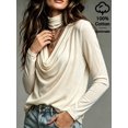 thumbnail image 4 of Women's Cowl Neck Long Sleeve Top, Loose Fit Draped Blouse for Work, Office, Everyday & Casual Wear, 4 of 6