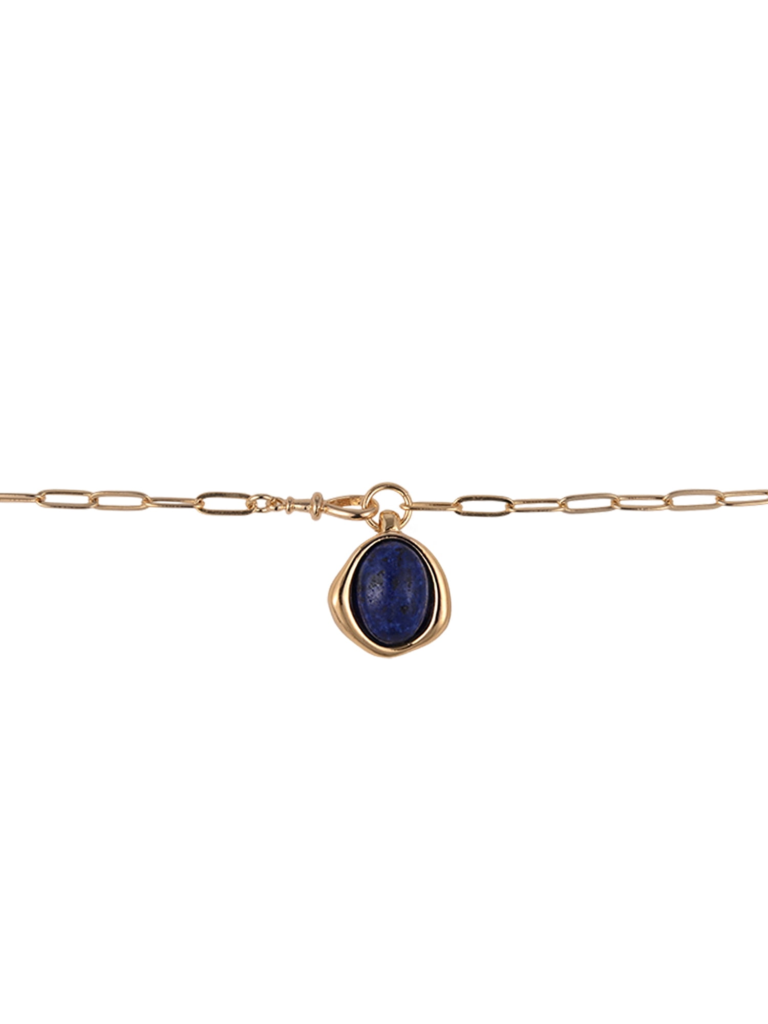Time and Tru Goldtone Lapis Lazuli Round Pendant Necklace