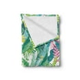 thumbnail image 2 of Leaf Soft Flannel Fleece Throw Blanket, Summer Spring in Exotic Island Flowers Plumeria Lilac Image, Cozy Plush for Indoor and Outdoor Use, 70" x 90", Yellow Green Pale Blue, by Ambesonne, 2 of 5