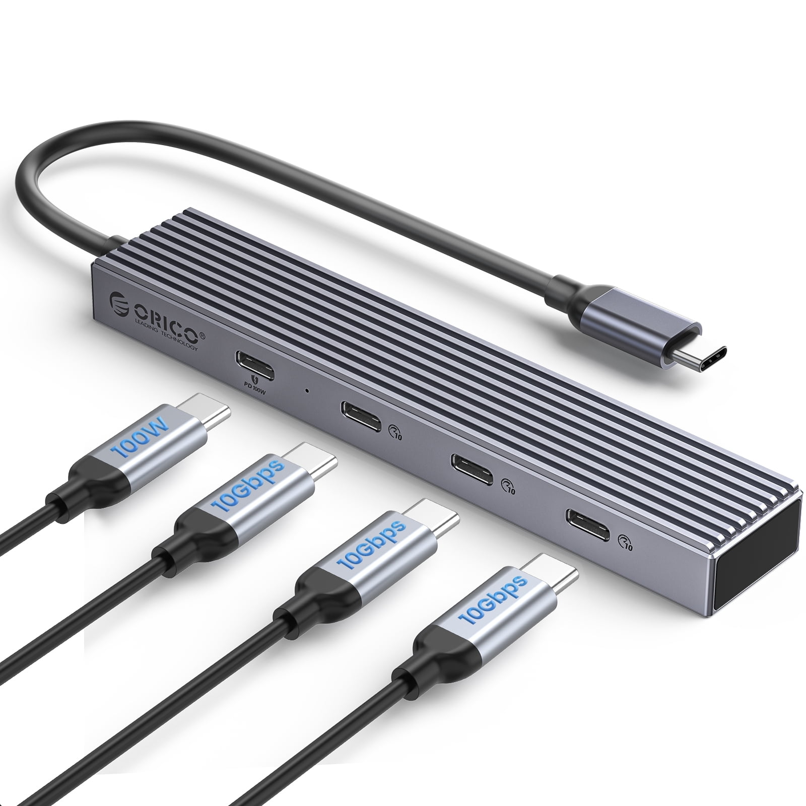 ORICO 4 in 1 HUB C Hub USB-C Adapter with 3 USB3.2 Gen2 10Gbps Type-C+1 100W PD Ultra-Slim usb splitter for laptop for MacBook, Mac Pro, Mac mini, iMac, Surface Pro, XPS, PC, Flash Drive, Mobile HDD