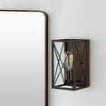 thumbnail image 6 of JONATHAN Y Norris X-Frame 6" 1-Light Farmhouse Rustic Iron LED Sconce, Oil Rubbed Bronze/Wood Finish, 6 of 9