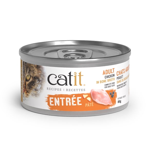 Catit Recettes Entrée de poulet au bouillon d'os pour chats adultes, 85 G