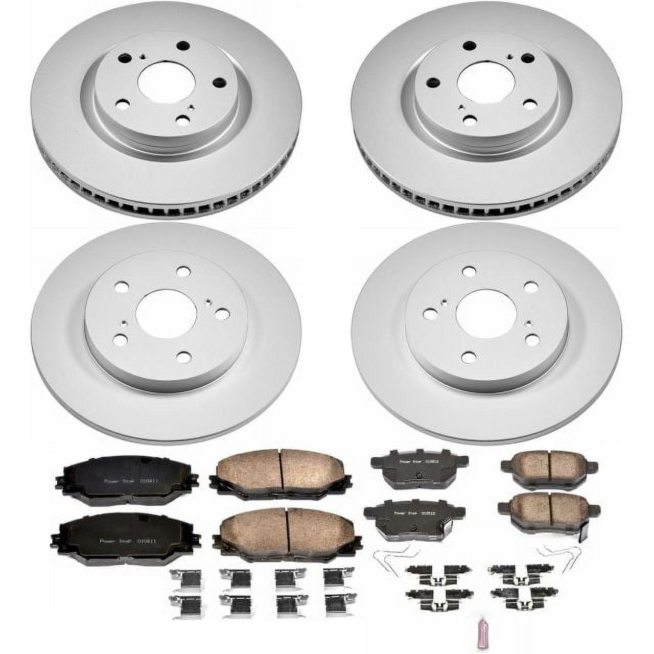 PowerStop Front and Rear Geomet Coated Brake Rotor and Pad Kit Fits: SCION TOYOTA Select Models CRK7631
