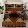 thumbnail image 2 of jejeloiu Wild Animal Bear Bed Sheets,Rustic Western Aztec King Sheets,Brown Plaid Sheet Set For Boys Kids,Microfiber Bedroom Decor,4 Pieces, 2 of 7