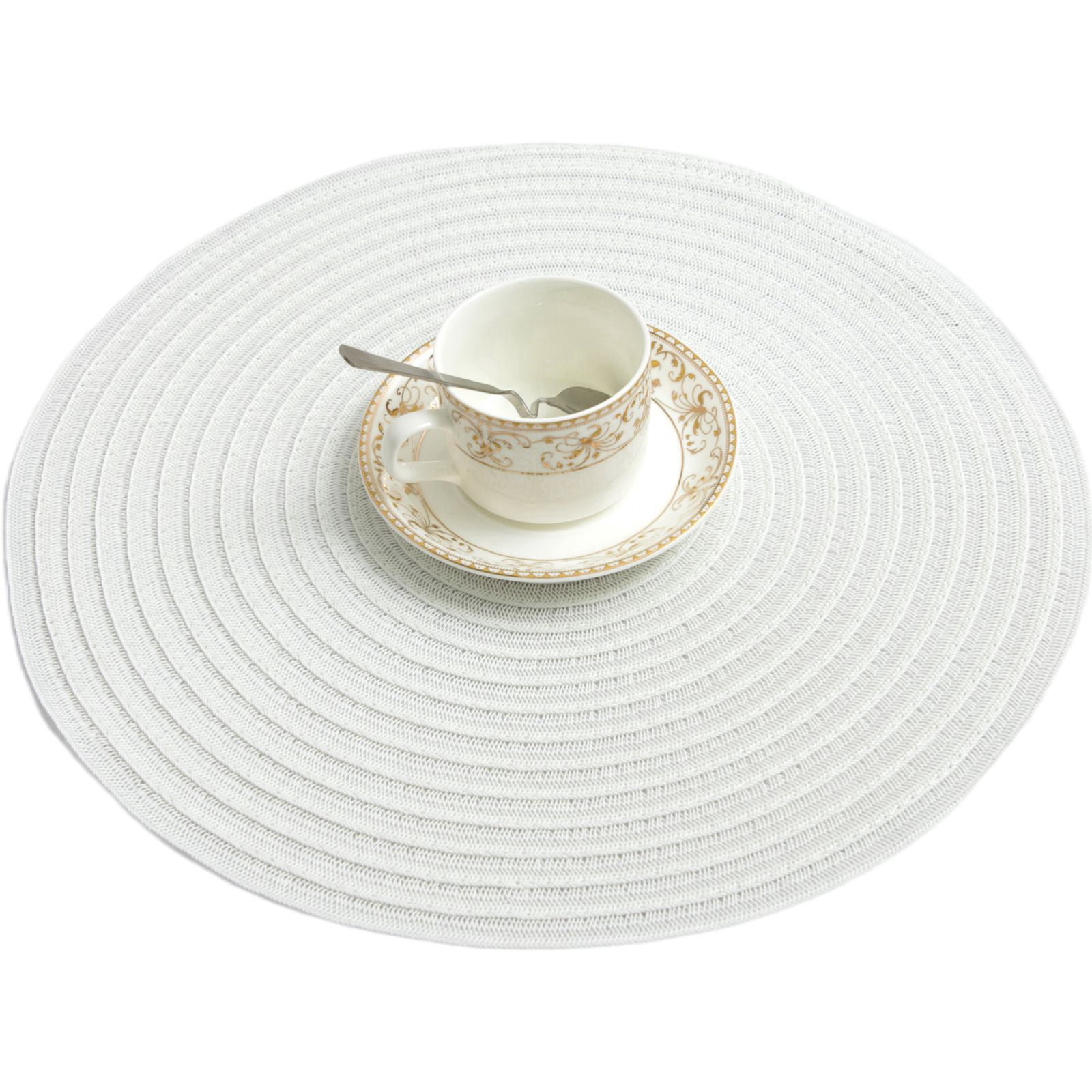RAY STAR Vinyl Placemats Set of 4, 15in Round Vinyl Weave Placemats, Heat Resistant Wipable Place Mat
