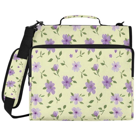ALAZA Zipper Binder Flowers Purple Pattern 2 inch 3 Ring 500 Sheet Capacity Trapper Keeper File Folder Organizer Bag