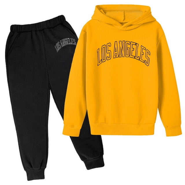 Ensemble de Chandail à Capuche Automne Hiver pour Enfants - Tenue Décontractée Imprimée avec Pantalon - Polyester - Âge 3-13 Ans