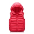 thumbnail image 3 of Boys Girls Hooded Puffer Vest,Kids Winter Down Vest, Sleeveless Zipper Jackets Outerwear, Lightweight Warm for Daily Wear,Red,110, 3 of 5