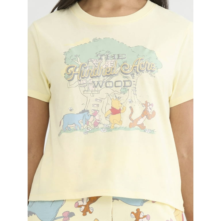 Winnie Pooh and Friends Women's Graphic Tee and Shorts Set, 2-Piece, Sizes XXS-XXL