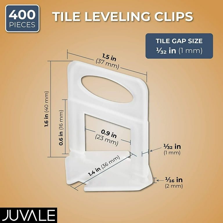Juvale 400 Pack Tile Leveling Clips Reusable Plastic Leveling Spacer Clips (White, 1/32 Inch) Juvale 400 Pack Tile Leveling Clips Reusable Plastic Leveling Spacer Clips (White, 1/32 Inch)