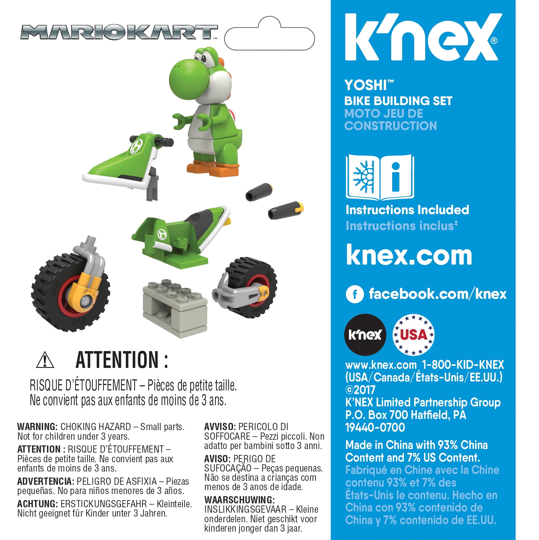 YoshiK！ KNEX Super Mario Mario Kart 8 Yoshi Bike Building Set 38229