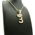 thumbnail image 4 of Stone Stud Tilded Crown Number Pendant with 3mm 18" Rope Chain Necklace, 3, Gold-Tone, 4 of 4