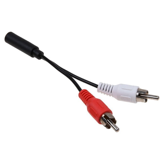 3.5mm Female to 2 RCA Male Stereo Audio Adapter Cable, Black, Nickel‑Plated