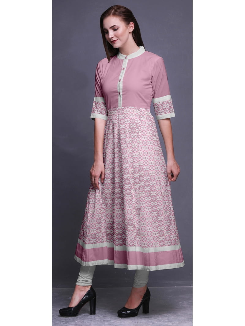 Anarkali A Line Indian Dresses Bimba Pink Aztec Ikat Long A Line Anarkali  Dress For Women