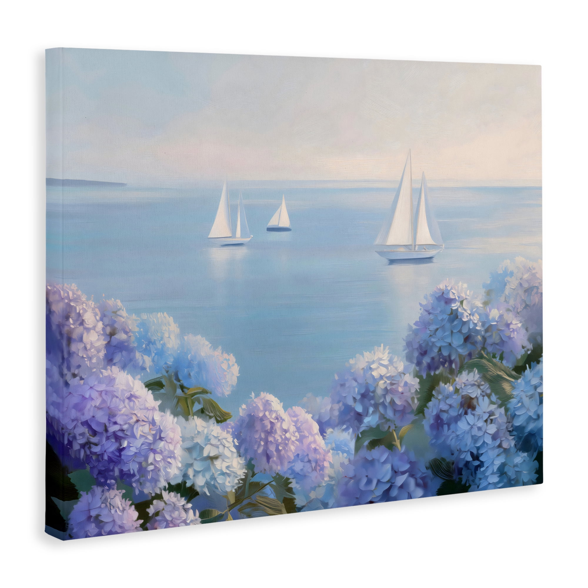 Stupell Industries Sailboats & Hydrangeas at Sea Canvas Wall Art, design by LSR Design Studio